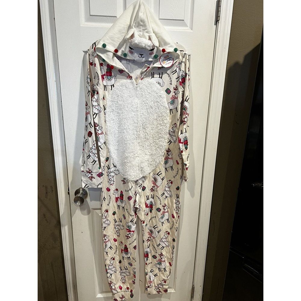 NWT Justice Christmas Llama One Piece Sleep Over Outfit Size Girls 18 Plus